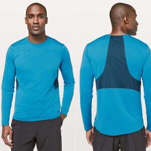 Lululemon Fast & Free Long Sleeve Tee Heathered Vivid Aqua/Deep Marine 21775